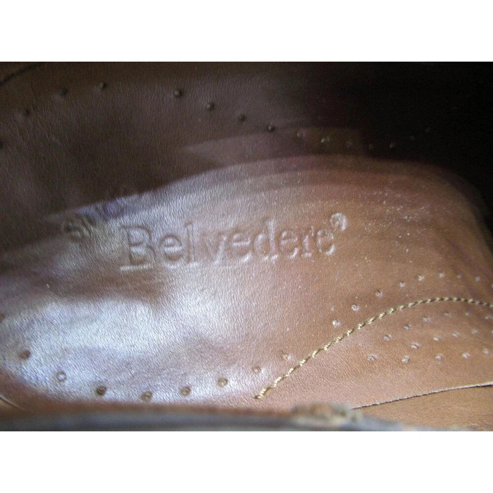 Belvedere Mens Handmade Brown Leather And Genuine Alligator Oxfords Size US 13 D